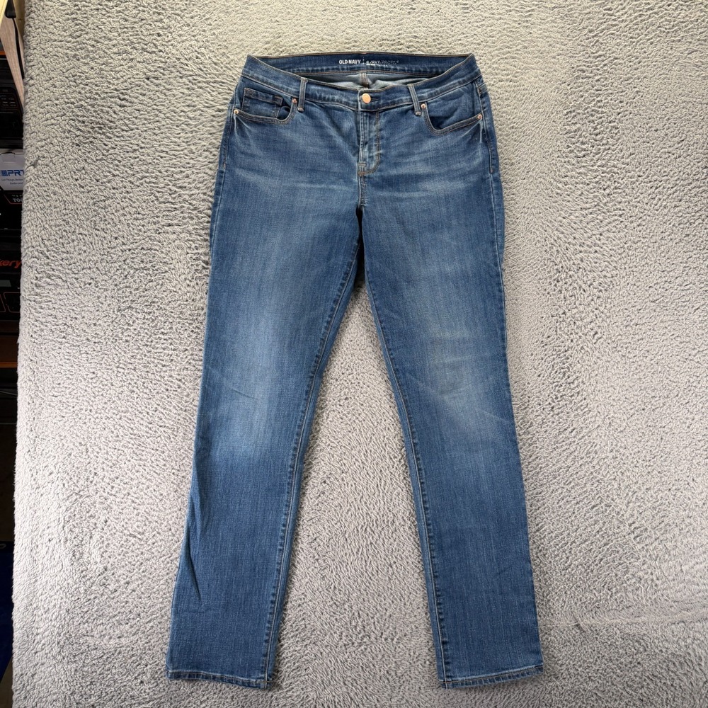 Old Navy Jeans Womens 10 Blue Cotton Denim Straight Curvy Faded Travel Stretch